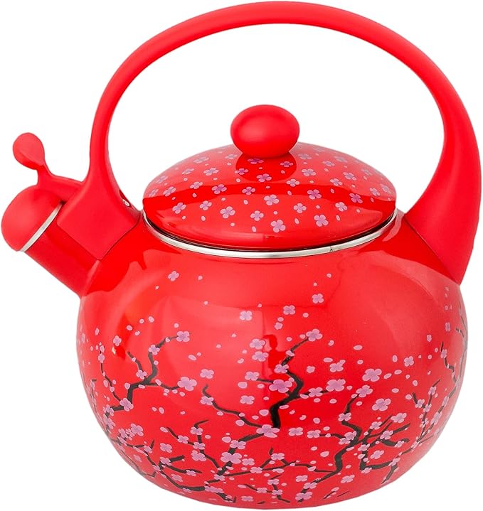 CHALEIRA ESMALTADA VINTAGE VERMELHO C/INDUÇÃO 2,2L - A5 IMPORTADORA