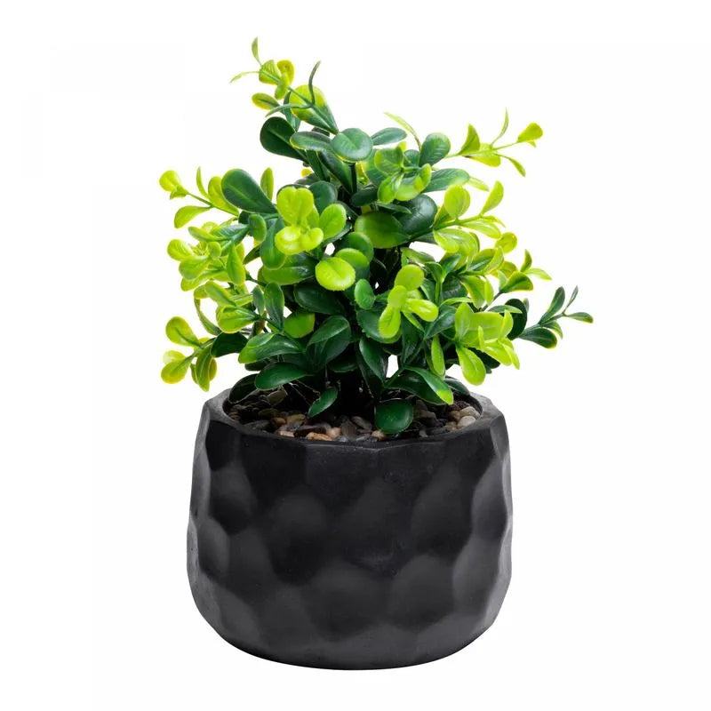 CACHEPOT DE CIMENTO COM PLANTA ARTIFICIAL PRISMA PRETO 10X29CM - WOLFF