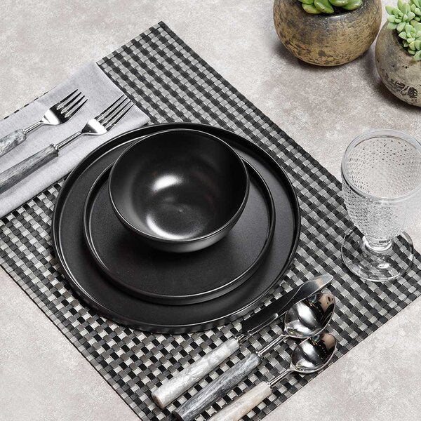 PRATO DE LANCHE EDGE PRETO CERAMICA 21CM - COPA & CIA