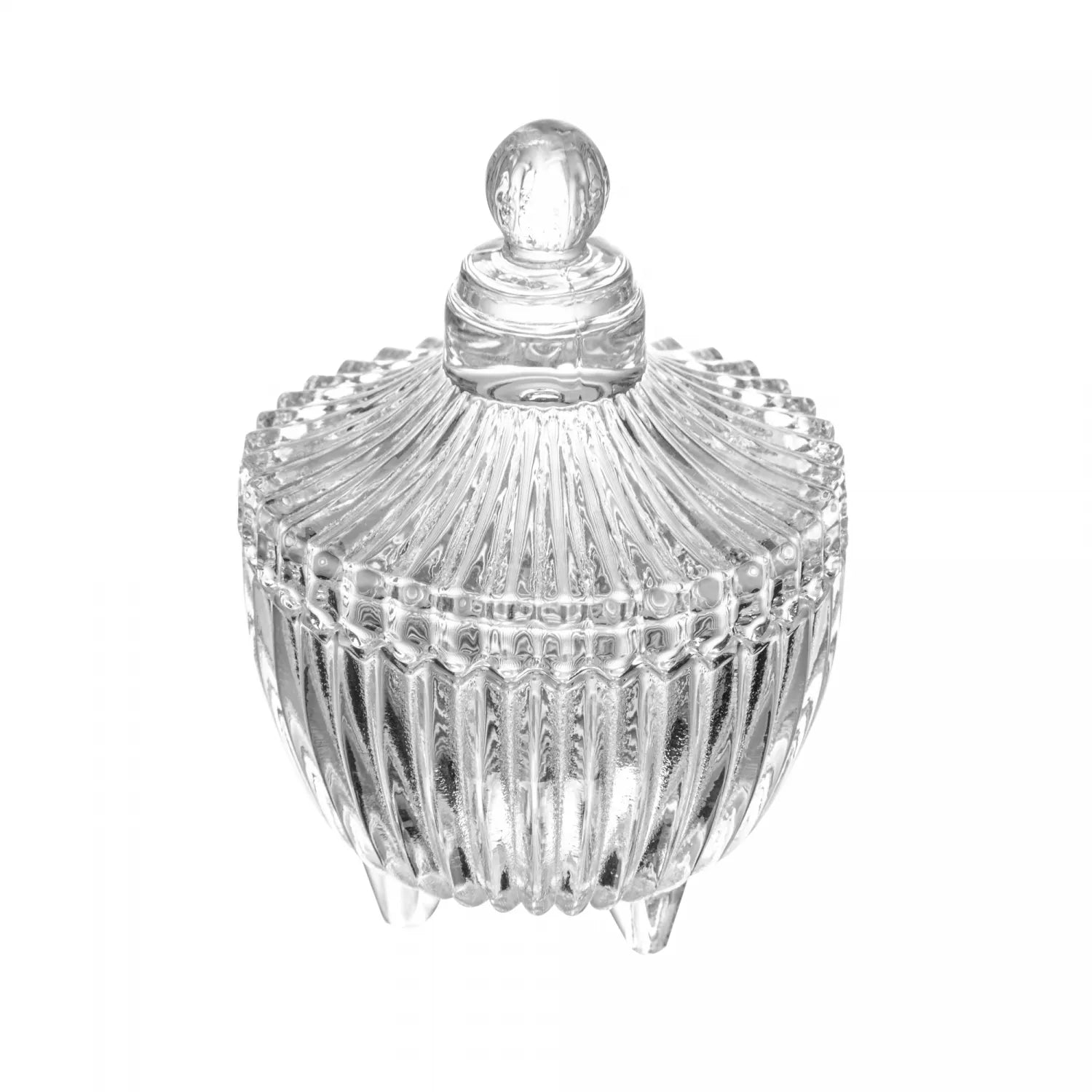 POTICHE DECORATIVO DE CRISTAL DE CHUMBO COM PE CARROSSEL 6,5CM X 6,5CM X 10CM - LYOR