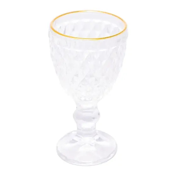 TAÇA DE LICOR DE VIDRO C/ FIO DE OURO BICO DE ABACAXI 50ML - LYOR
