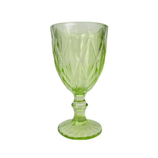 KIT 6 TAÇAS DE VIDRO DIAMANTE 340ML VERDE - BEST KASA