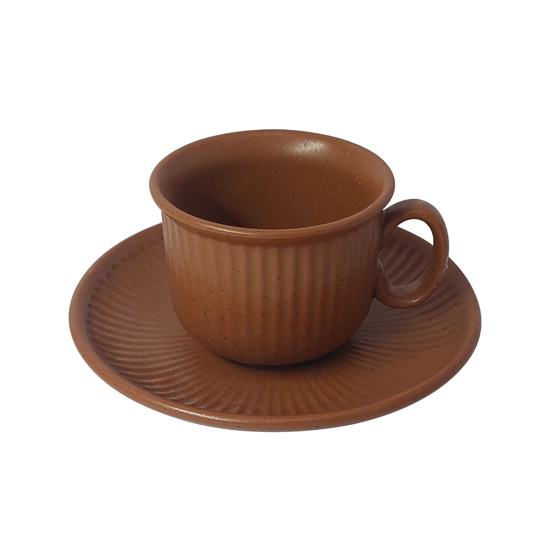 XICARAS PARA CAFÉ C/ PIRES WELLIG EM CERÂMICA TERRACOTA C/ 12 PÇS 90ML - FULL FIT