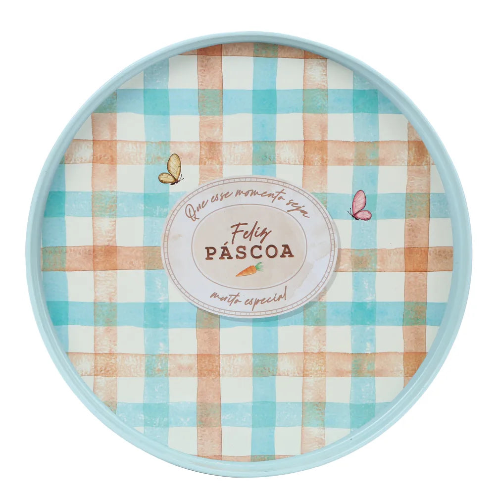 BANDEJA REDONDA XADREZ CLARO N/A (CHARLES) C/1 UN - CROMUS