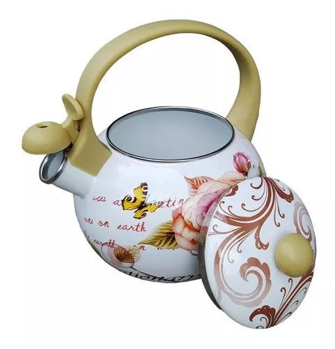 CHALEIRA ESMALTADA VINTAGE BEGE 2,2L - A5 IMPORTADORA