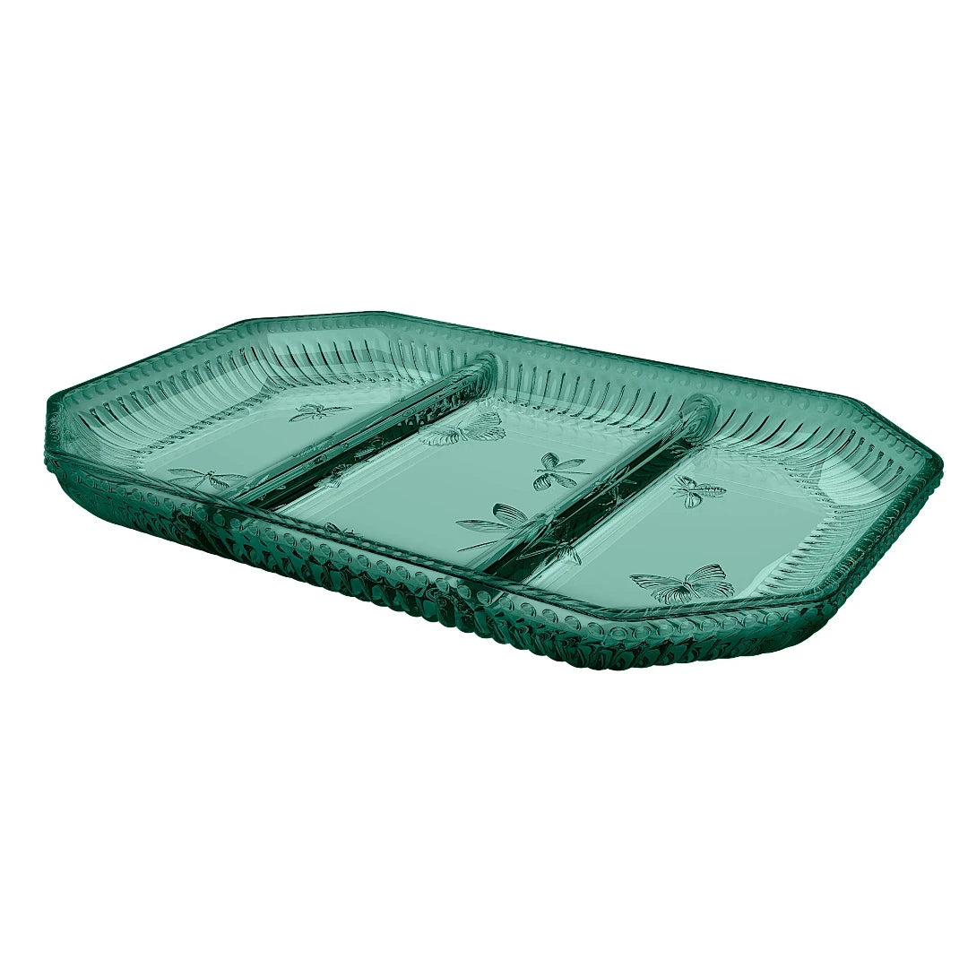 PETISQUEIRA COM 3 DIVISORIAS PEQUENOS VOADORES EM VIDRO VERDE 21,6X14,2X2CM - FULL FIT