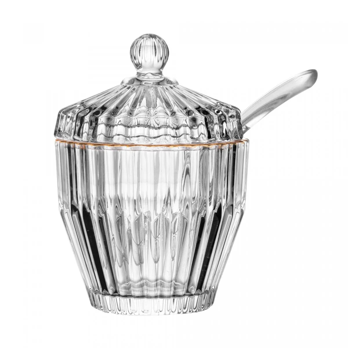 AÇUCAREIRO DE CRISTAL CHUMBO C/ FIO DE OURO IMPERATRIZ 8X8X11CM - WOLFF