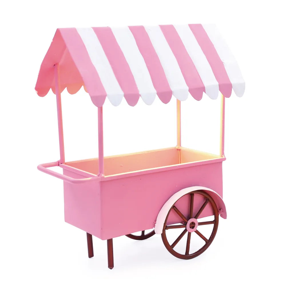 MINI CARRINHO PIPOCA DECORATIVO ROSA CLARO/BRANCO (CACHEPOTS MET) C/1 UN - CROMUS