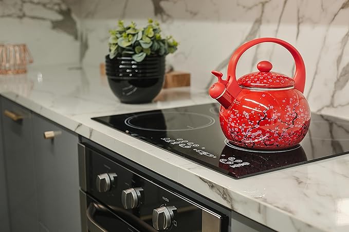 CHALEIRA ESMALTADA VINTAGE VERMELHO C/INDUÇÃO 2,2L - A5 IMPORTADORA