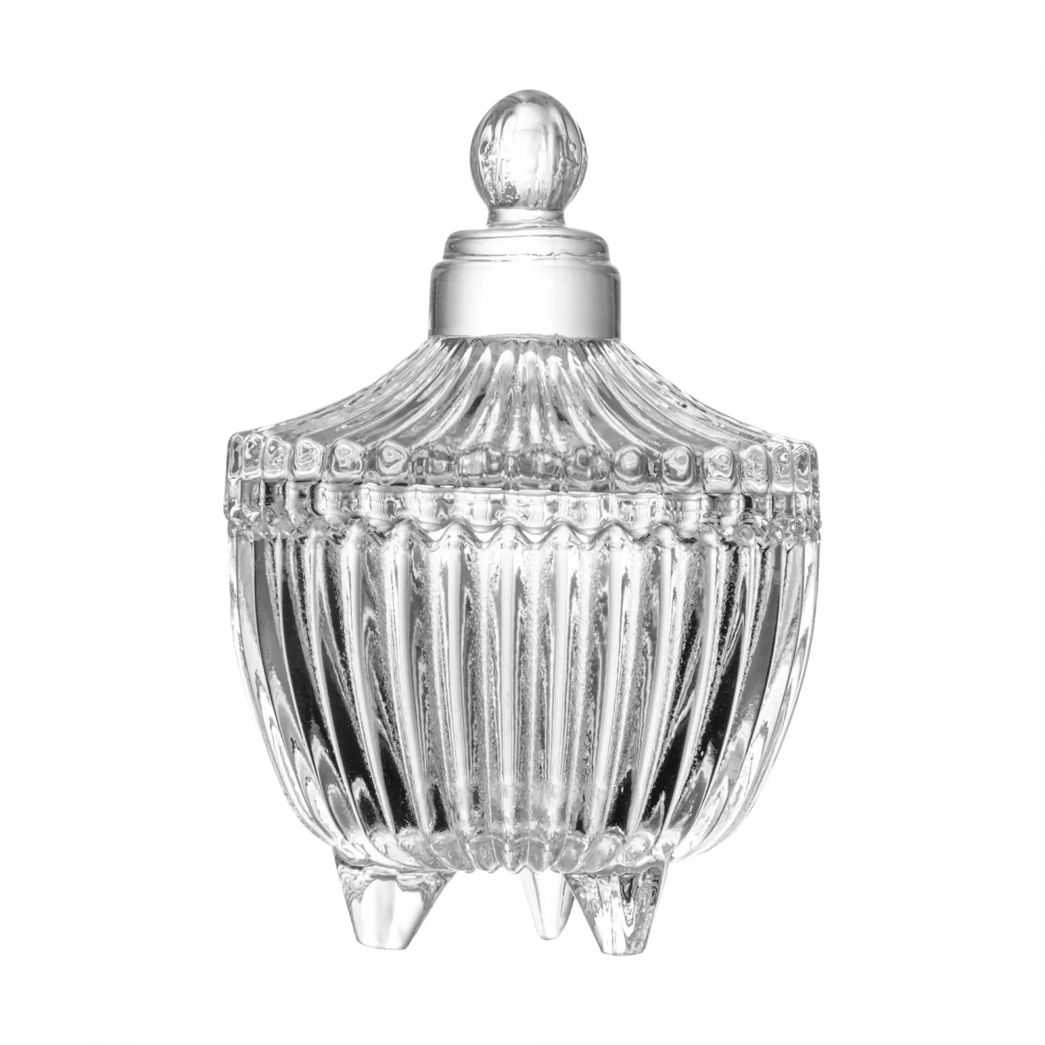 POTICHE DECORATIVO DE CRISTAL DE CHUMBO COM PE CARROSSEL 6,5CM X 6,5CM X 10CM - LYOR