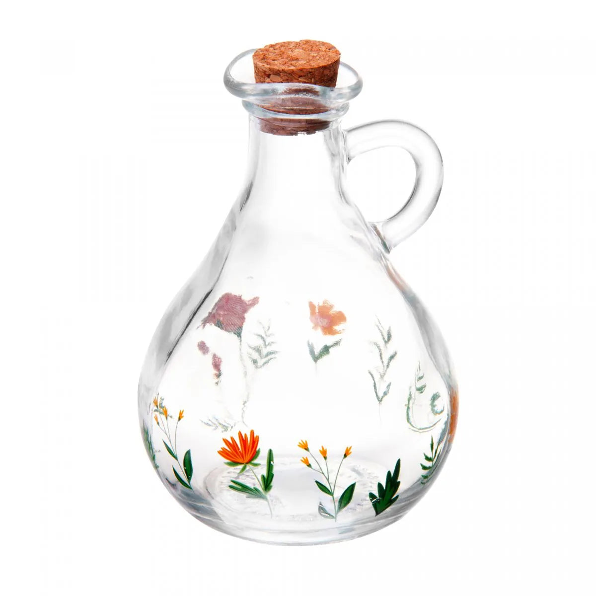 GARRAFA PARA AZEITE DE VIDRO COM TAMPA ROLHA FLORA 320ML - LYOR