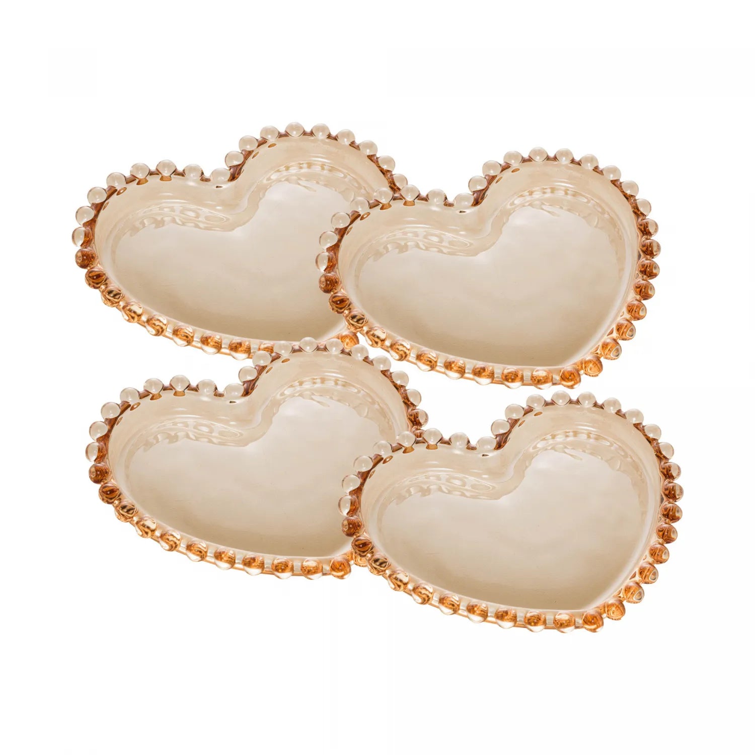 KIT 4 PRATOS CRISTAL DE CHUMBO CORACAO PEARL ÂMBAR METALIZADO - WOLFF