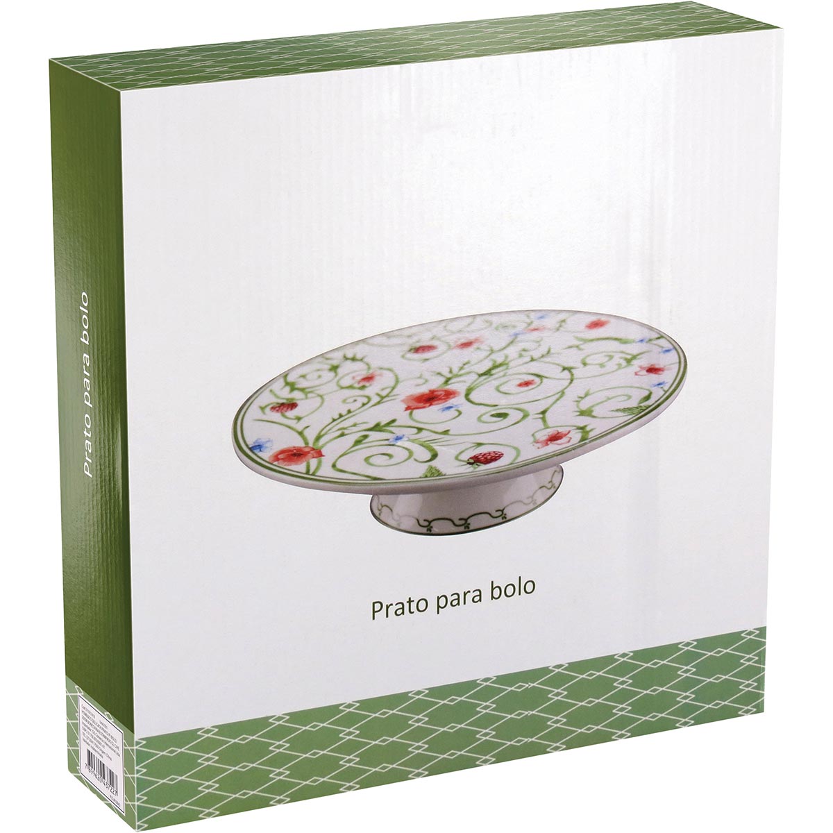 PRATO PARA BOLO DELICATA BONECHINA VERDE COM PÉ 7X26X26CM HOME&CO - GS