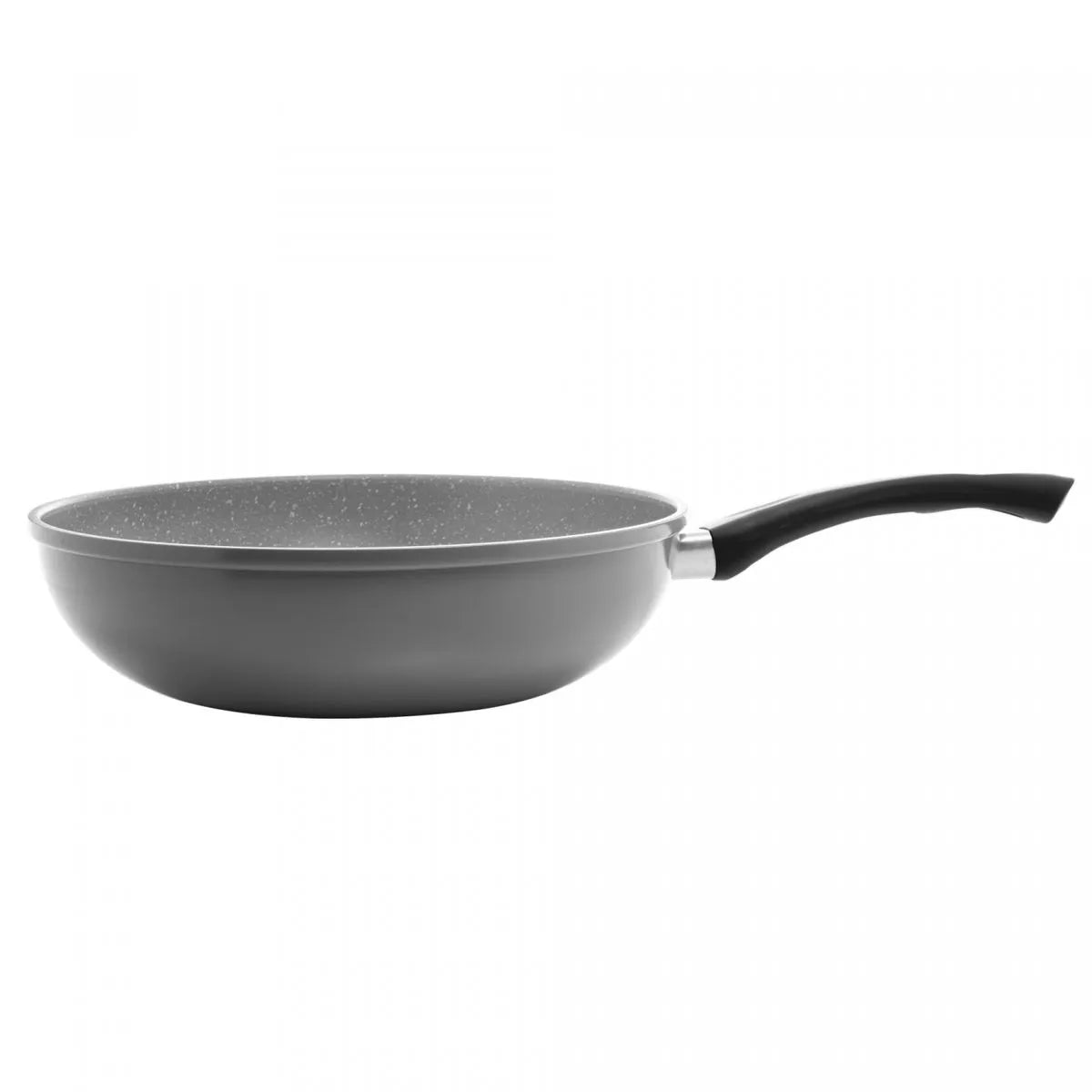 FRIGIDEIRA WOK DE INDUCAO EM ALUMINIO COM REVESTIMENTO CERAMICO GRANILITE CINZA 28CM - LYOR