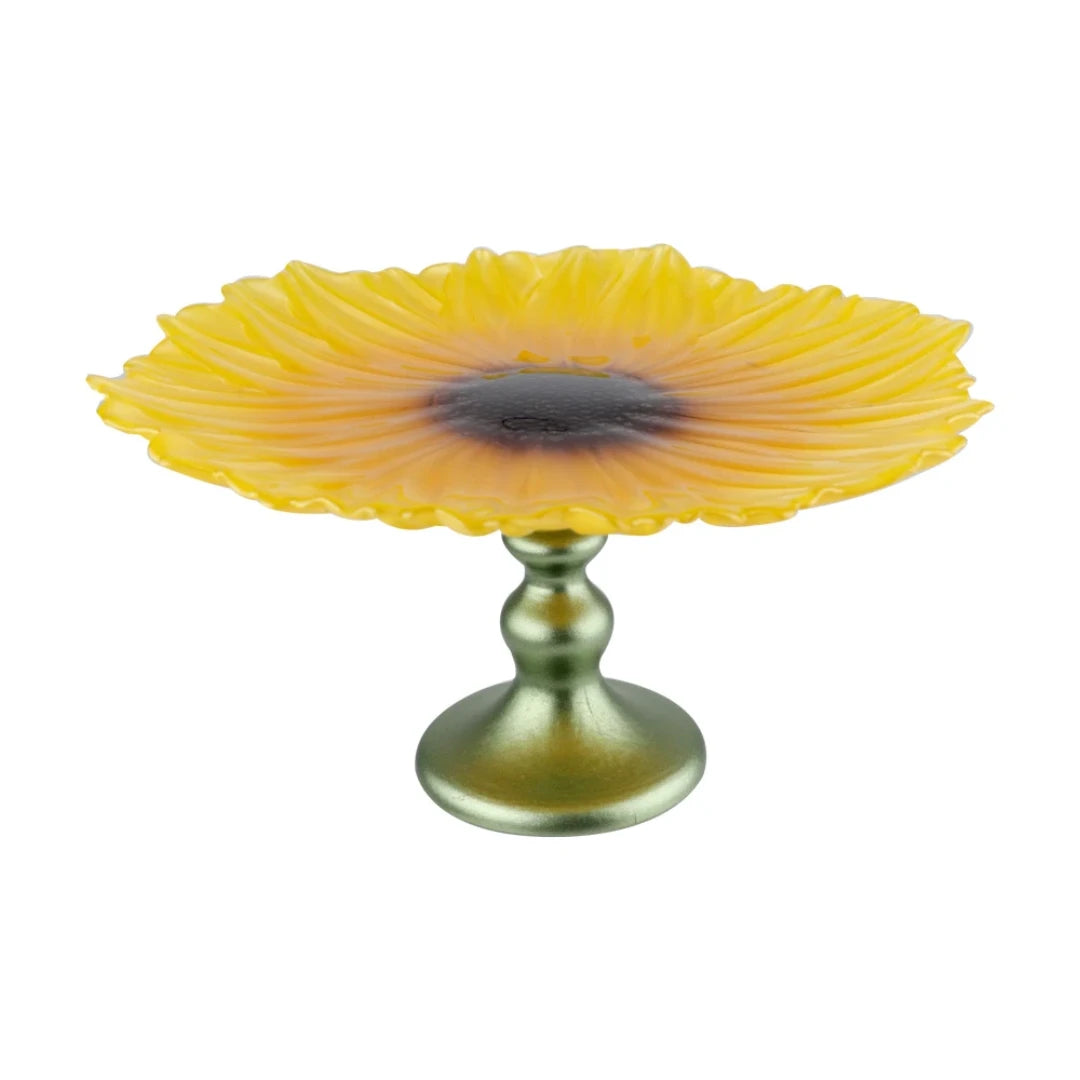 CENTRO DE MESA EM VIDRO COM PÉ AMARELO E MARROM 22X10CM – FULL FIT