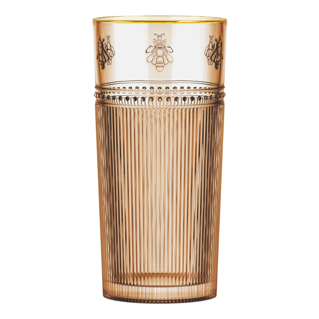 JOGO COPOS ALTOS ABELHA EM VIDRO GOLD RIM CARAMELO C/ 6PÇS 350ML - FULL FIT