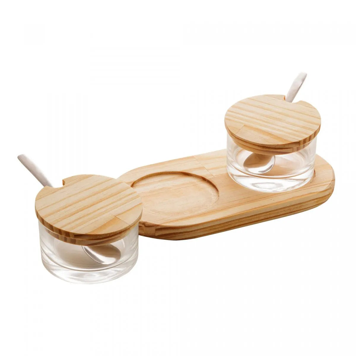 CONJUNTO 2 AÇUCAREIROS C/SUPORTE MADEIRA PINUS 24X13CM - WOLFF