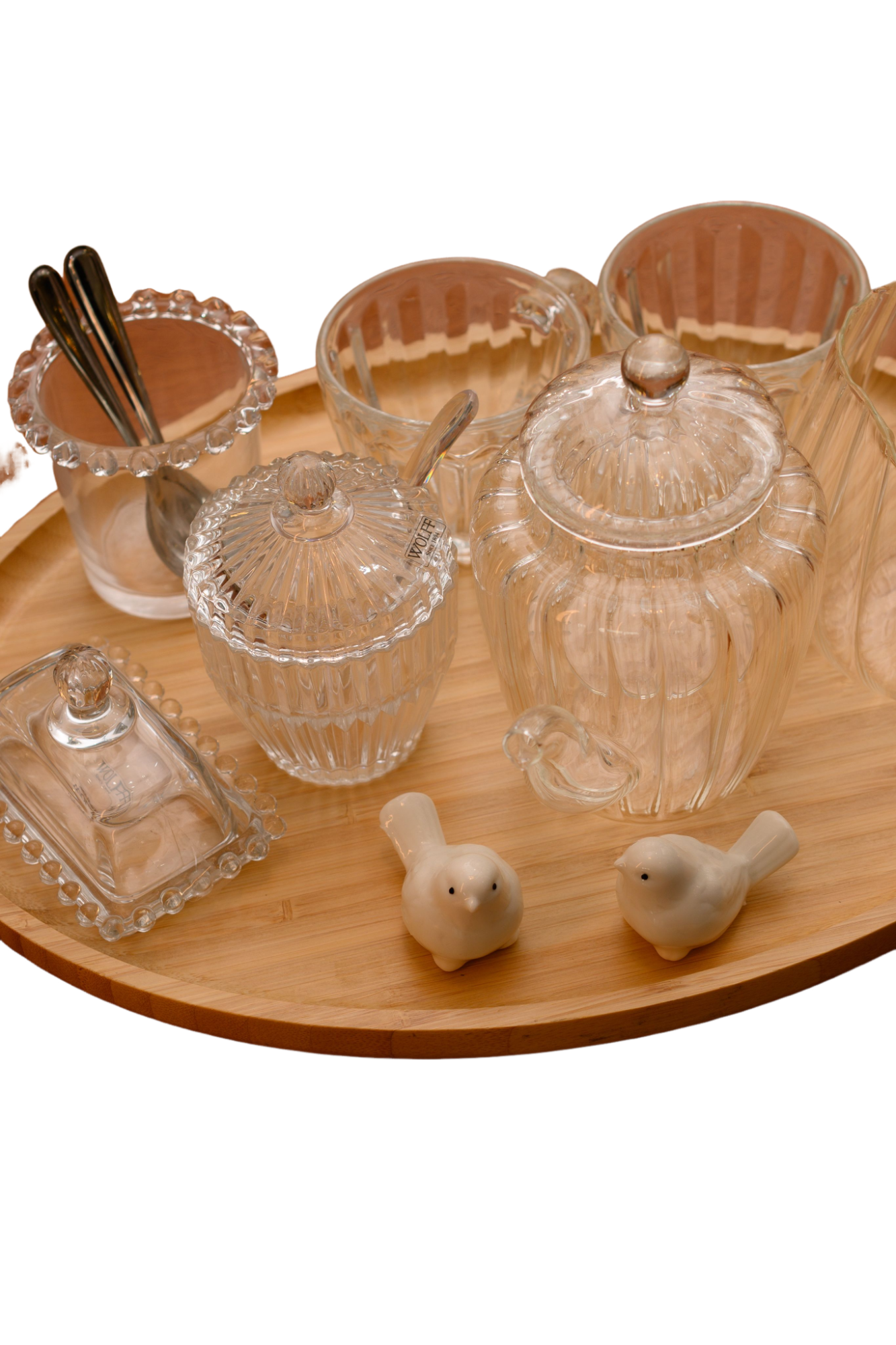 KIT CHÁ COREANO CHALEIRA E LEITEIRA BOROSSILICATO BANDEJA OVAL EM BAMBU 10PÇS – DBL