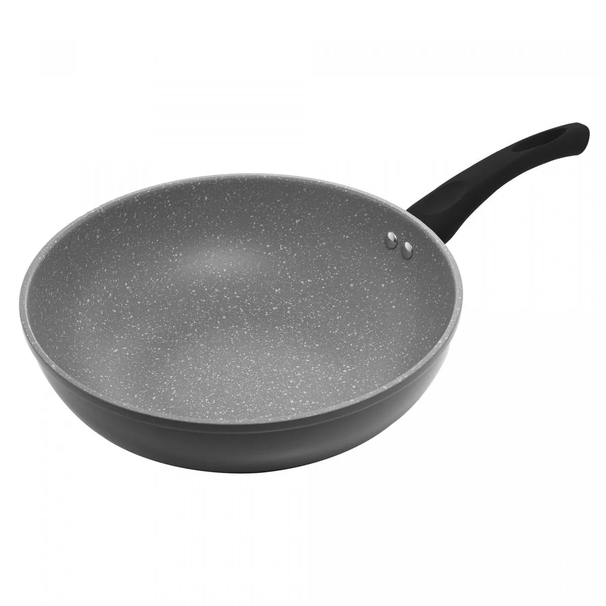 FRIGIDEIRA WOK DE INDUCAO EM ALUMINIO COM REVESTIMENTO CERAMICO GRANILITE CINZA 28CM - LYOR