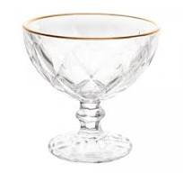 TACA PARA SOBREMESA DE VIDRO COM FIO DE OURO 250ML - LYOR