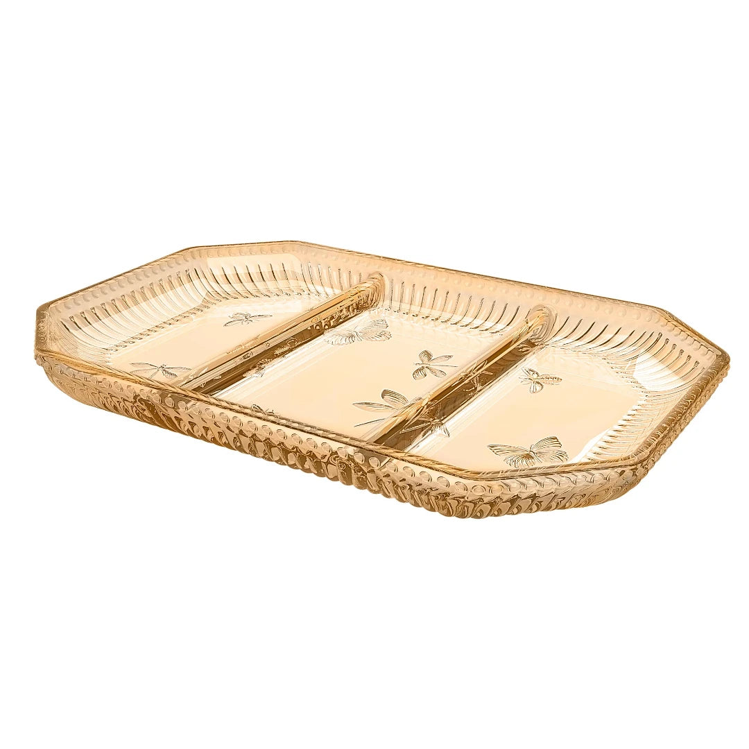PETISQUEIRA COM 3 DIVISORIAS PEQUENOS VOADORES EM VIDRO CARAMELO 21,6X14,2X2CM - FULL FIT