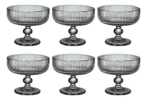 JOGO TAÇAS PARA SOBREMESA CAMERATTA EM VIDRO CINZA C/ 6 PÇS 310ML - FULL FIT