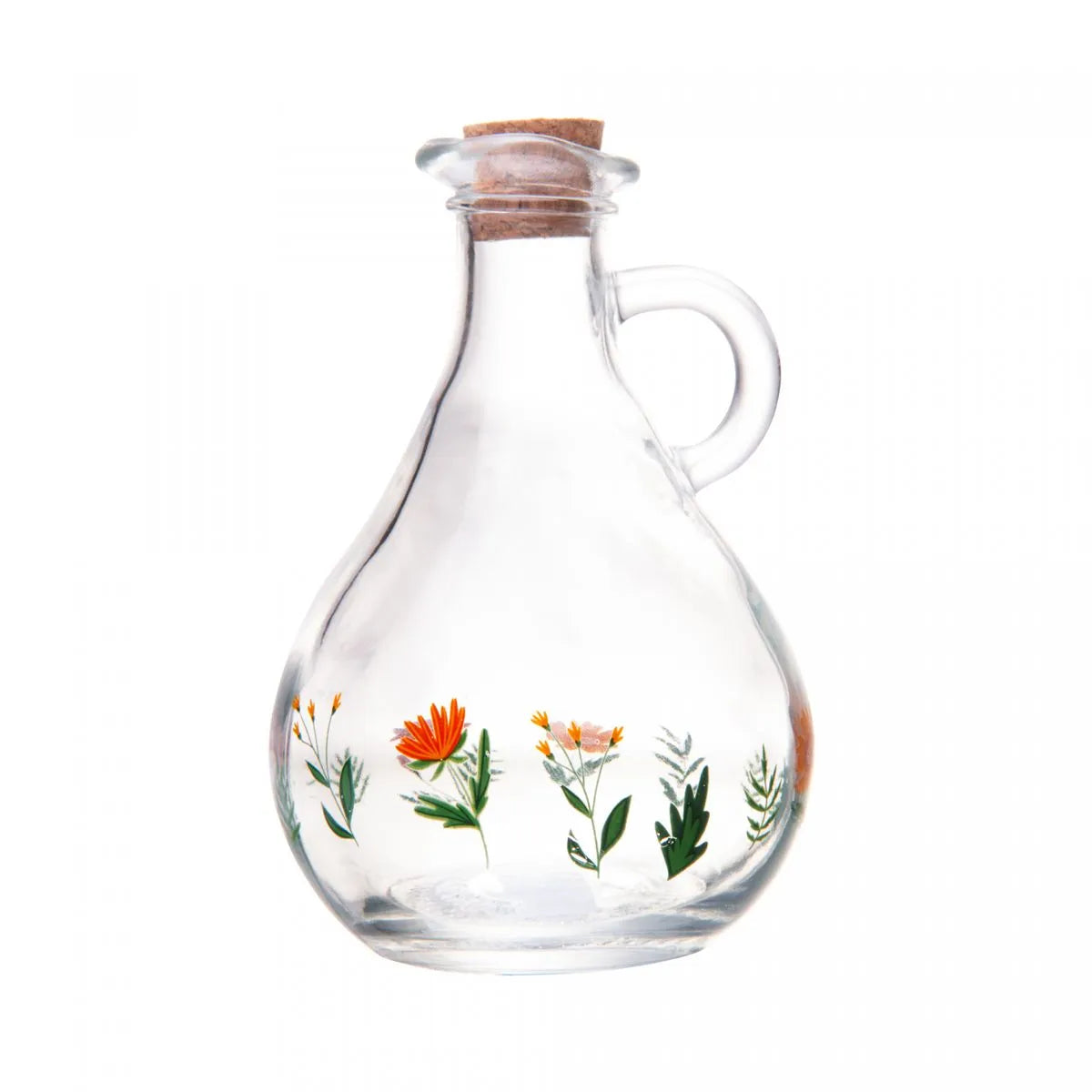 GARRAFA PARA AZEITE DE VIDRO COM TAMPA ROLHA FLORA 320ML - LYOR