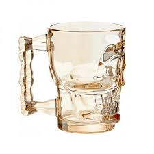 CANECA AMBAR VIDRO CAVEIRA PARA CHOPP ROCK 510ML - LYOR