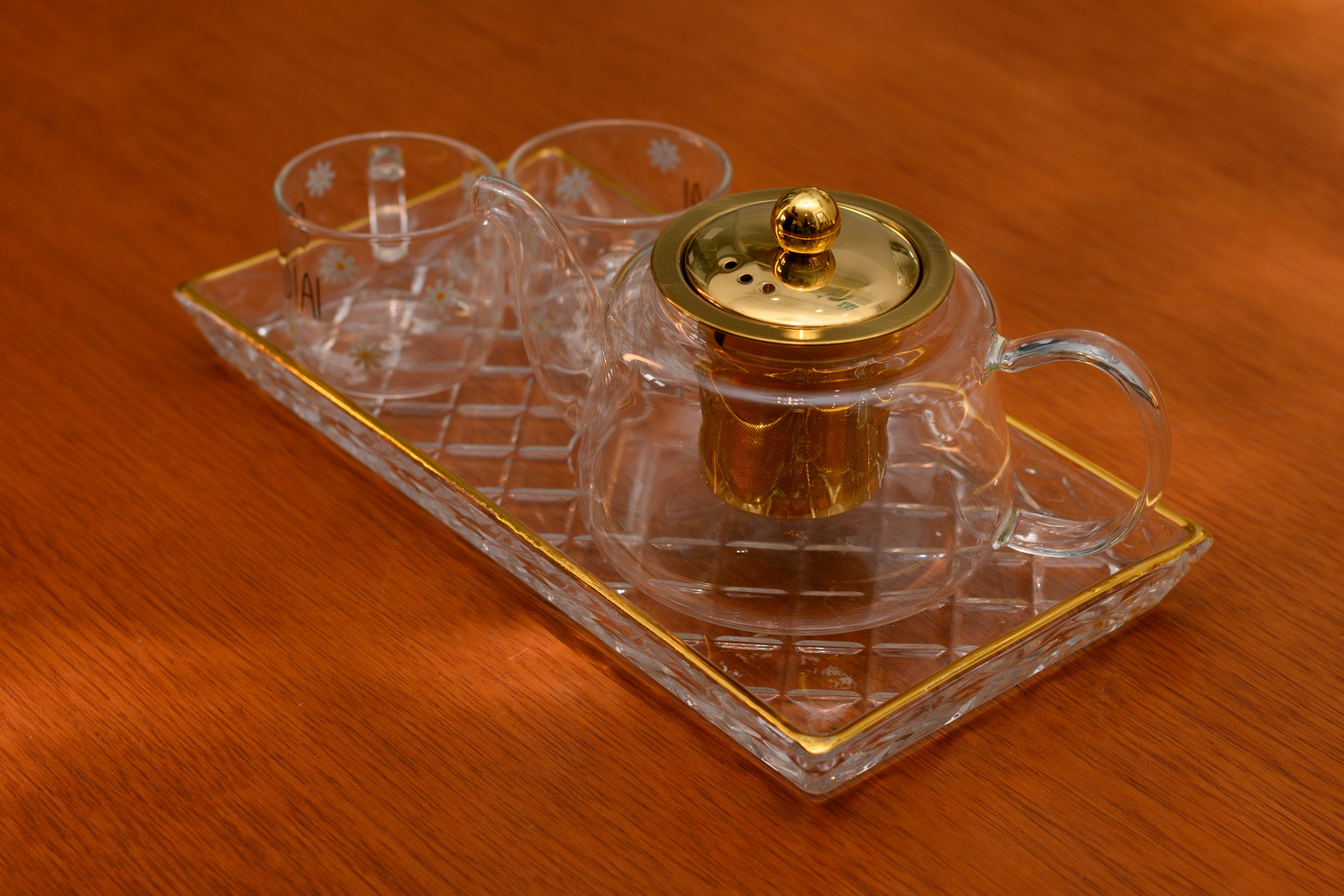 KIT COREANO BOM DIA CHALEIRA BOROSSILICATO RESITENTE AO CALOR CANECA DE VIDRO 4PÇS - DBL