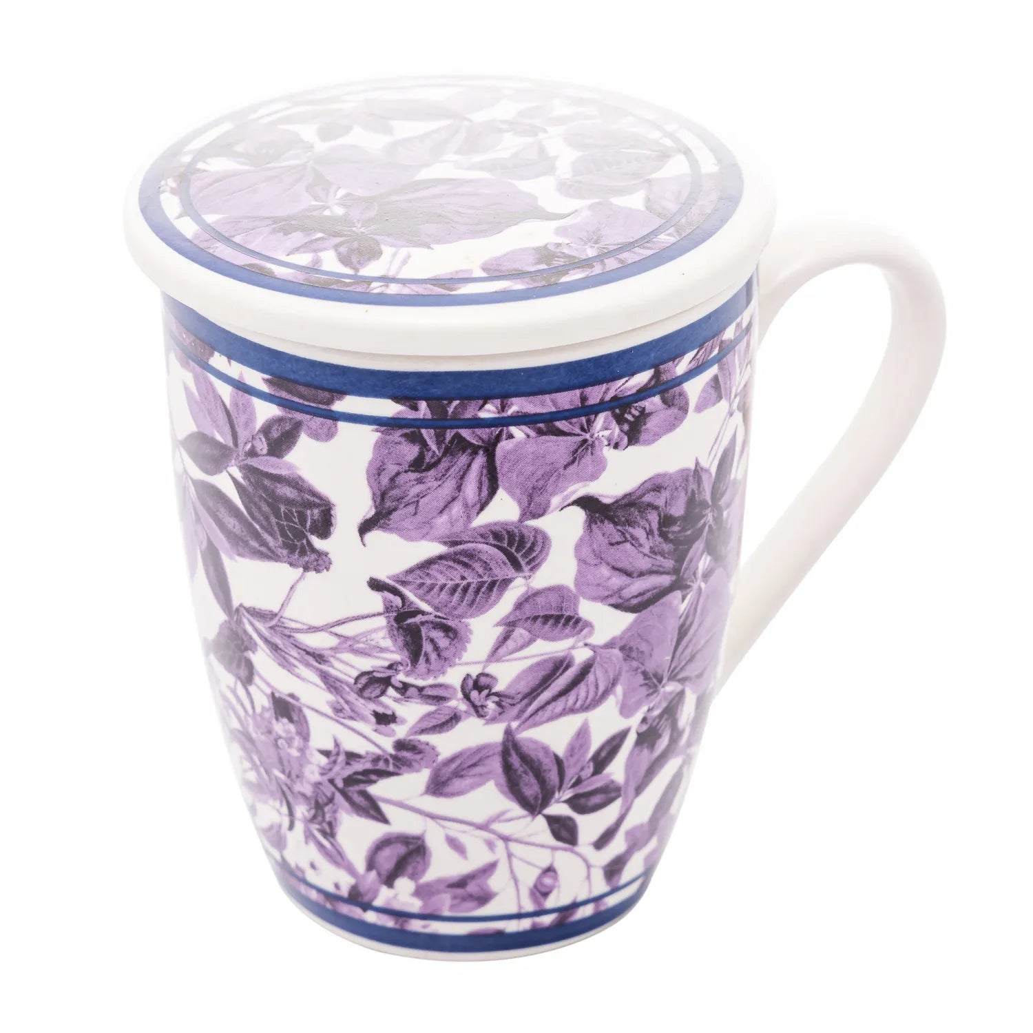 CANECA DE PORCELANA SUPER WHITE C/TAMPA E FILTRO ROXA 340ML - LYOR
