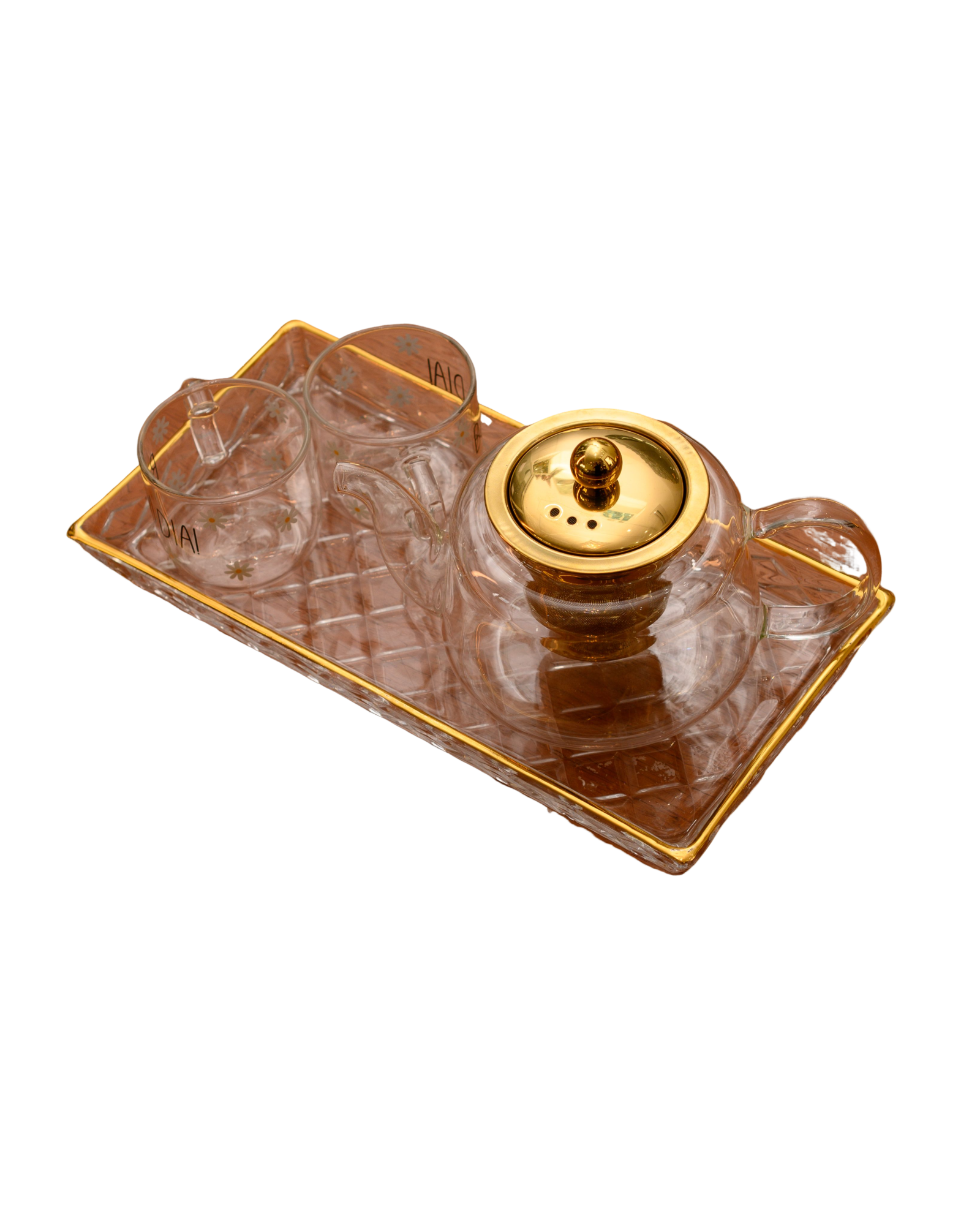 KIT COREANO BOM DIA CHALEIRA BOROSSILICATO RESITENTE AO CALOR CANECA DE VIDRO 4PÇS - DBL