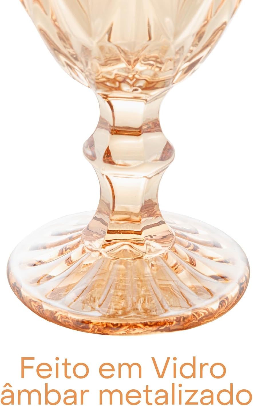 TACA PARA AGUA AMBAR C/ 6 PÇS 325ML - LYOR