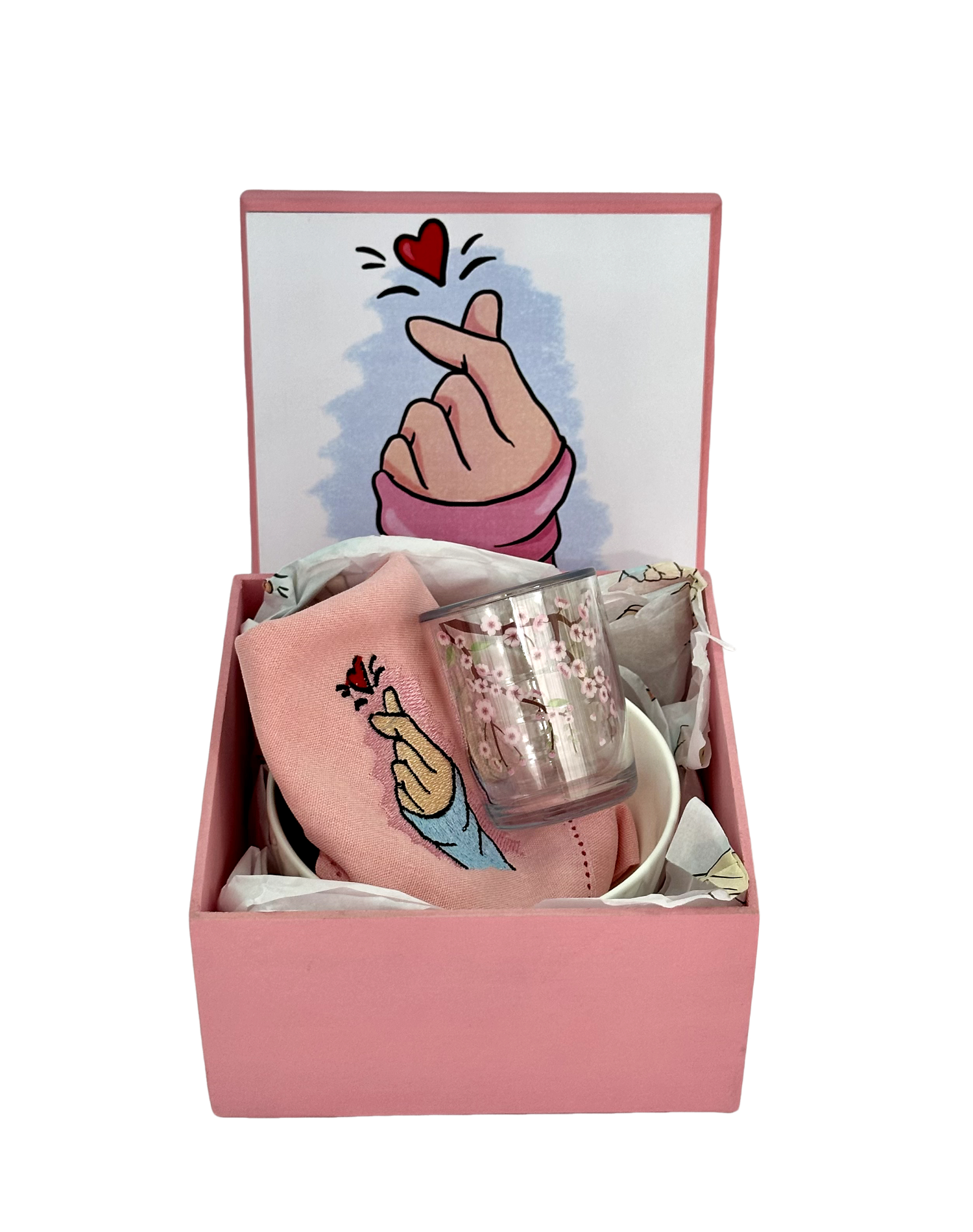 KIT DORAMEIRA C/CAIXA PERSONALIZADA MDF BOWL E GUARDANAPO C/ FLOR ROSA - DBL - DBL