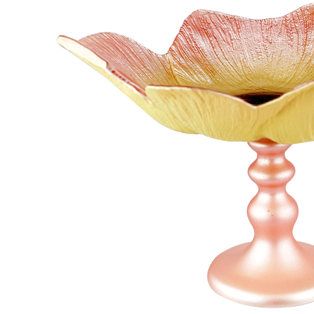 CENTRO DE MESA LAGUNE EM VIDRO COM PÉ ROSA E MARROM 26X16,5CM - FULL FIT