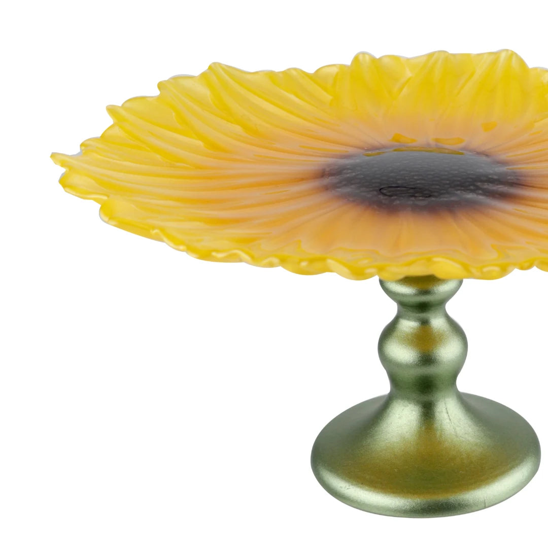 CENTRO DE MESA EM VIDRO COM PÉ AMARELO E MARROM 22X10CM – FULL FIT