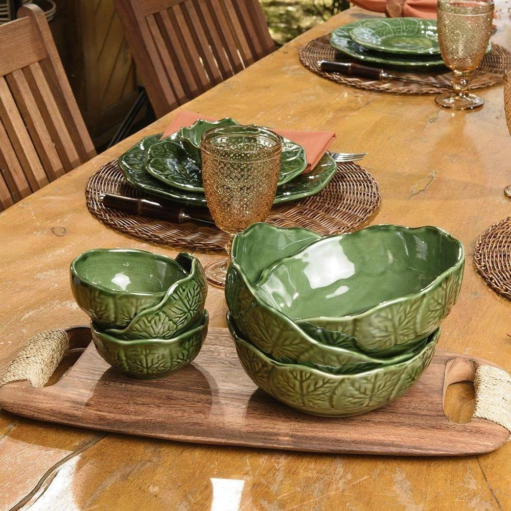 BOWL CERAMICA VERSAILLES LEAF ARTEZANAL VERDE 19,5CM - COPA & CIA