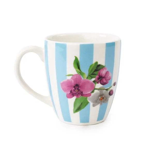 CANECA TRENDY AZUL/BRANCO/ROSA FLOR (COLLEC TRENDY) 10X13X9CM - CROMUS