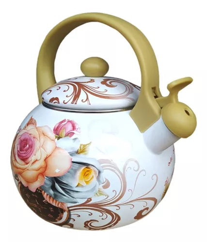 CHALEIRA ESMALTADA VINTAGE BEGE 2,2L - A5 IMPORTADORA