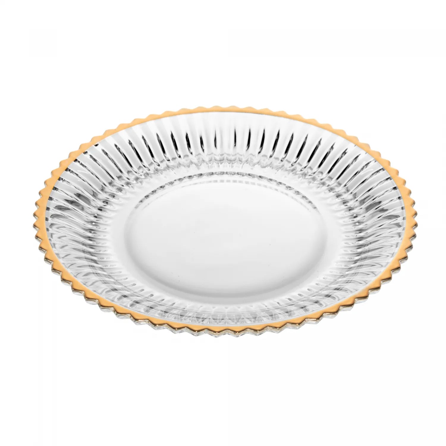 KIT 4 PRATOS PARA SOBREMESA CRISTAL C/ FIO DE OURO IMPERIO 20CM - WOLFF