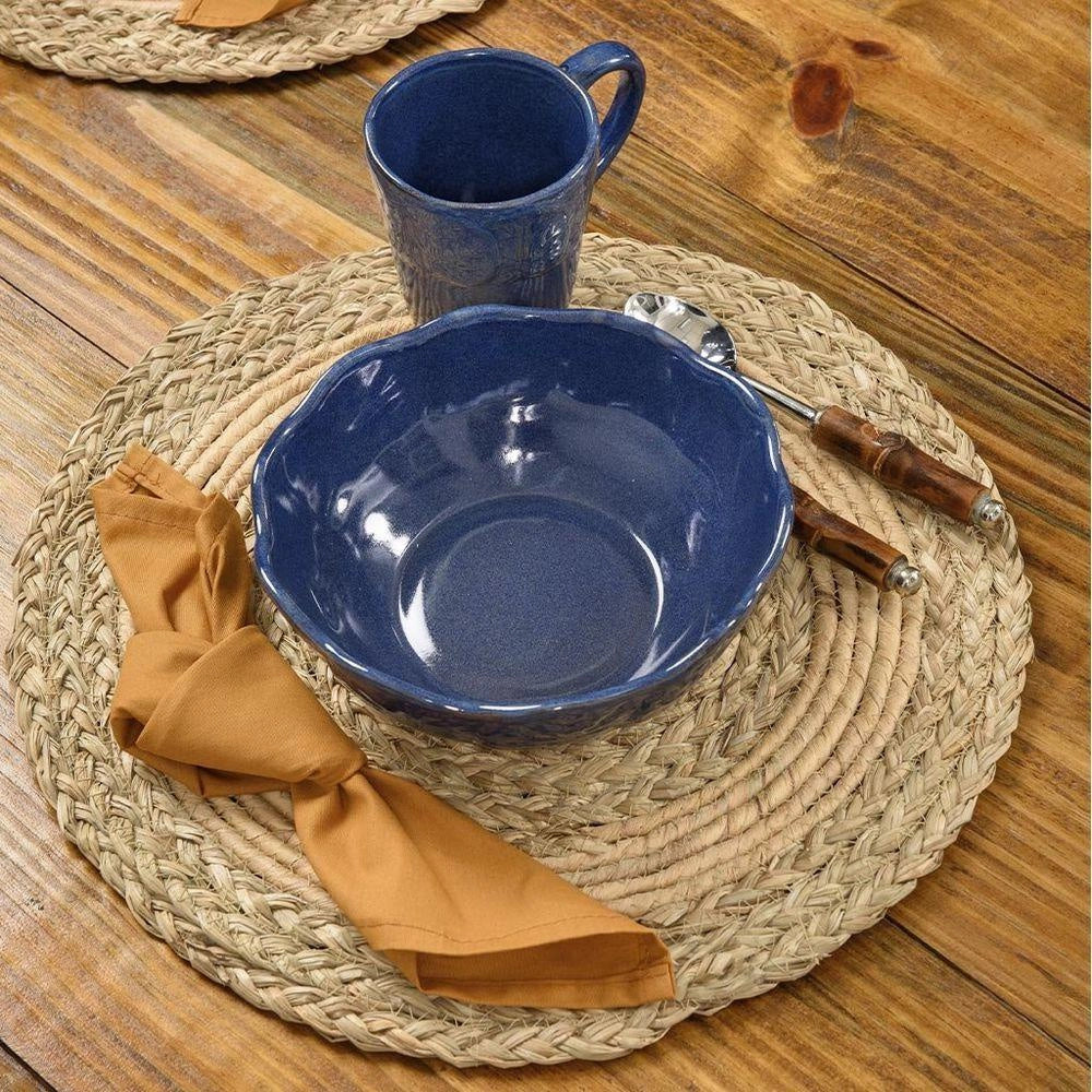 BOWL VERSAILLES LEAF CERAMICA ARTESANAL AZUL 19,5CM - COPA & CIA