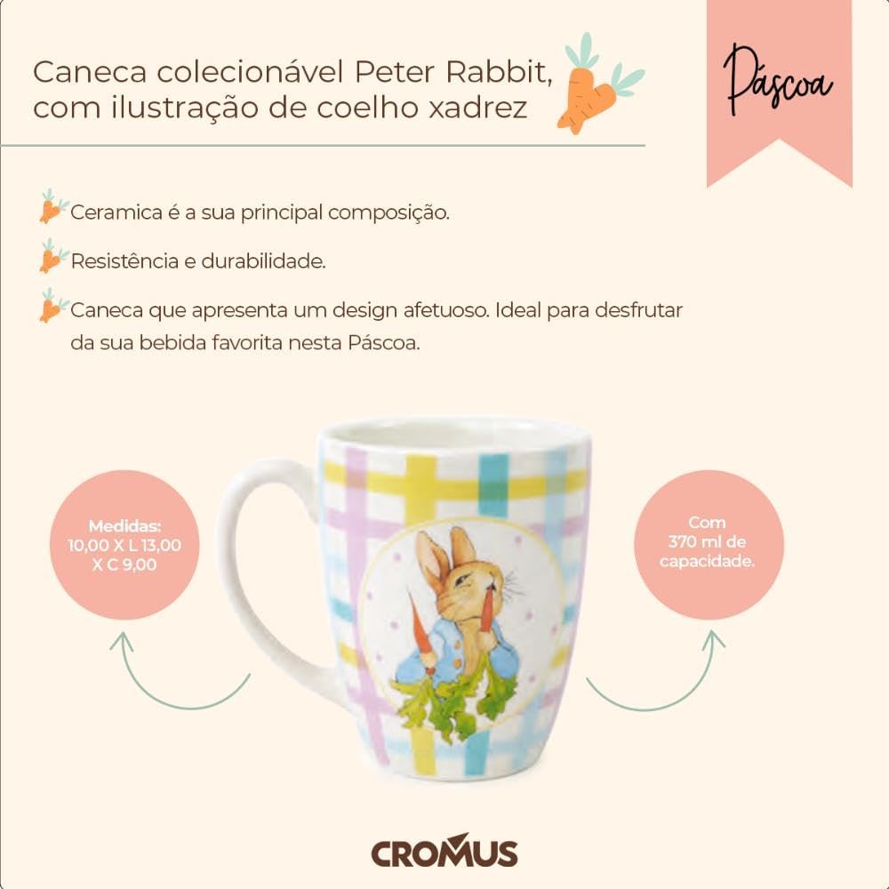 CANECA PETER RABBIT CLARO (COLLEC PETER) C/1 UN - CROMUS