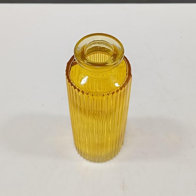 VASO VIDRO AMARELO GARRAFA 13X5CM  HOME&CO - GS