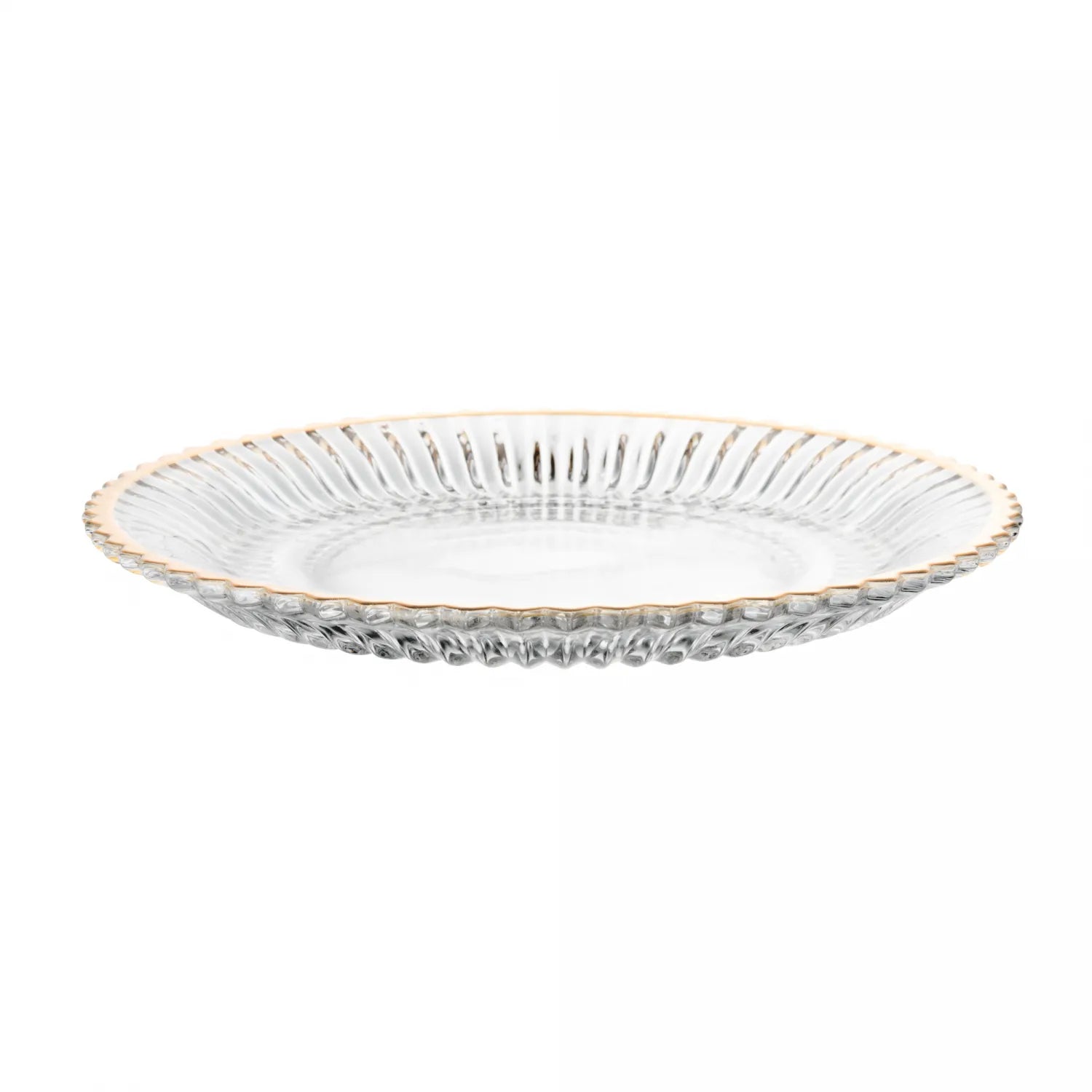 KIT 4 PRATOS PARA SOBREMESA CRISTAL C/ FIO DE OURO IMPERIO 20CM - WOLFF