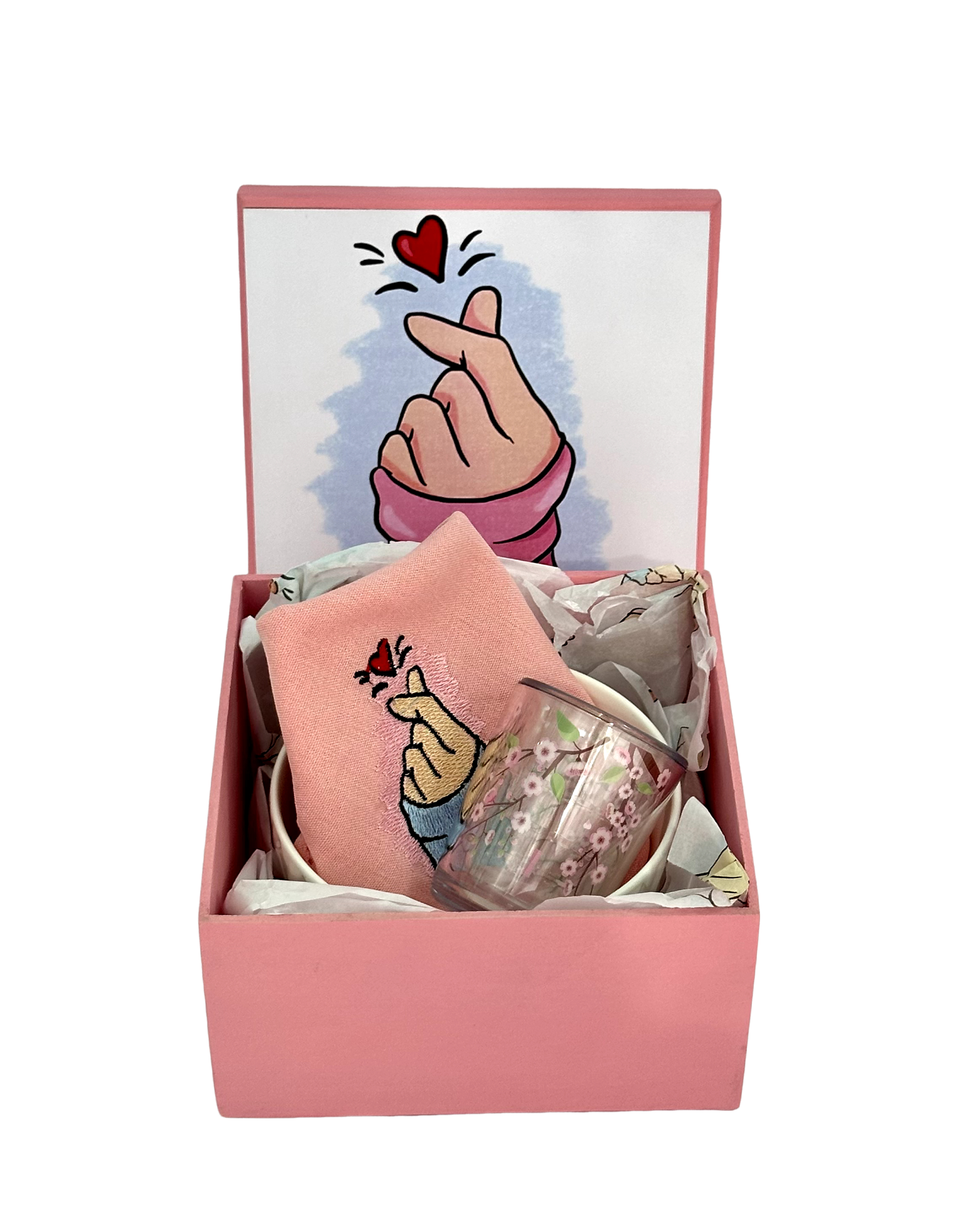 KIT DORAMEIRA C/CAIXA PERSONALIZADA MDF BOWL E GUARDANAPO C/ FLOR ROSA - DBL - DBL