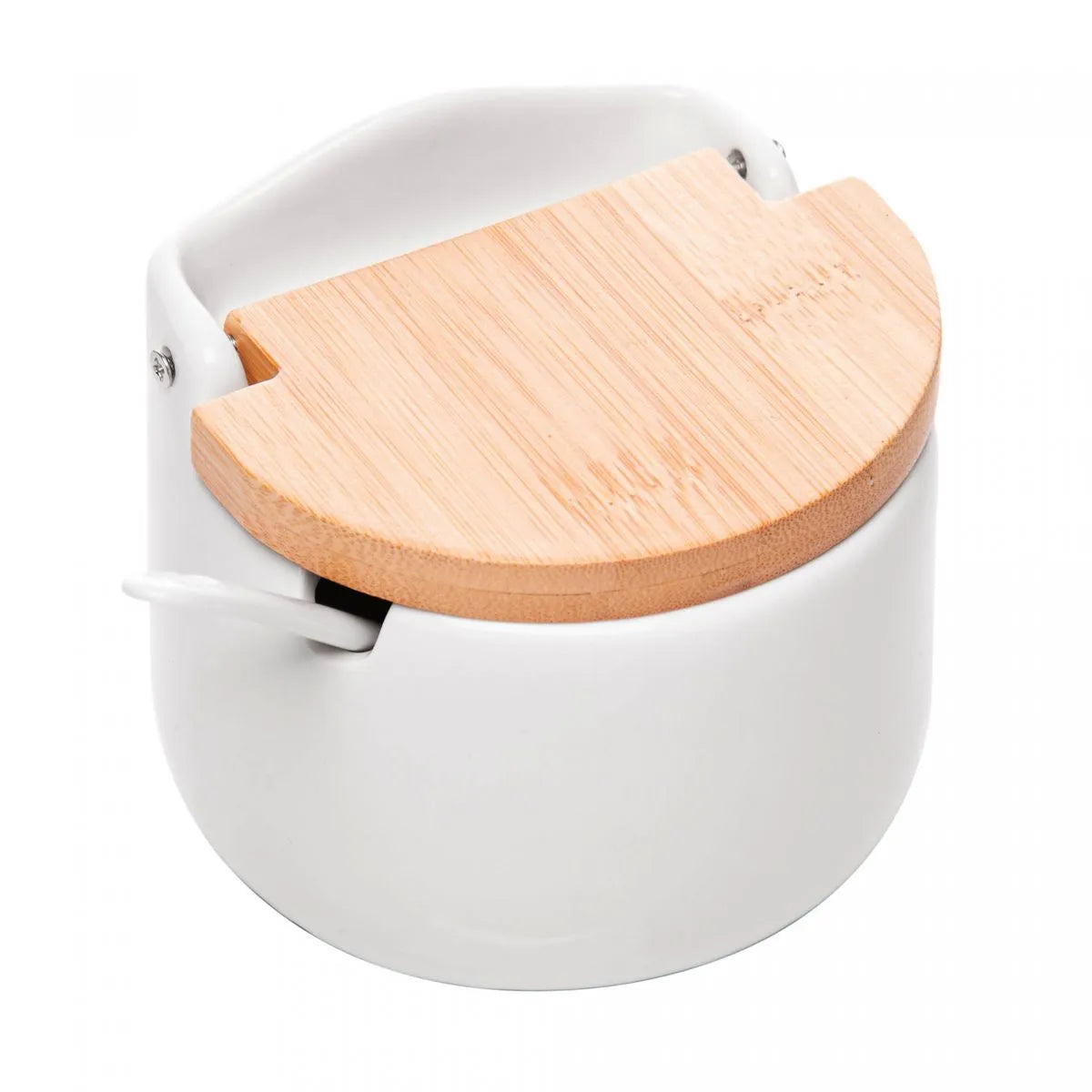 SALEIRO DE MESA CERAMICA C/TAMPA DE BAMBU 10X9,5CM - LYOR