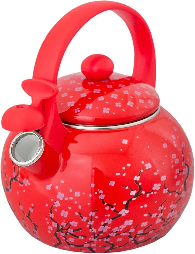 CHALEIRA ESMALTADA VINTAGE VERMELHO C/INDUÇÃO 2,2L - A5 IMPORTADORA