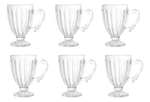 JOGO XICARAS PARA CAFÉ COFFEE TIME EM VIDRO C/ 6 PÇS 90ML - FULL FIT