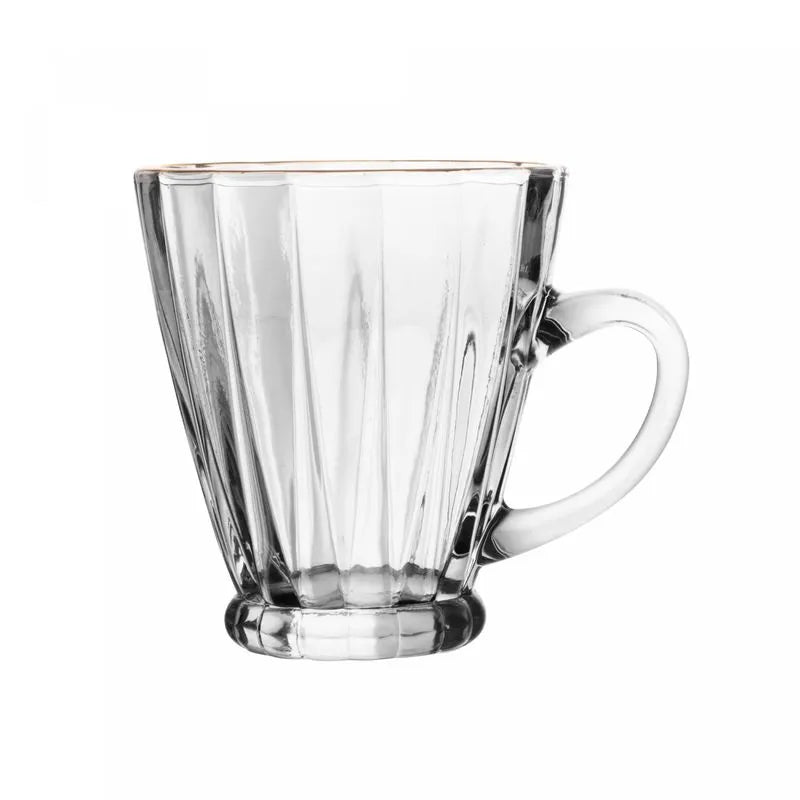 KIT 4 XICARAS PARA CAFE DE VIDRO COM FIO DE OURO RADIAL 160ML - LYOR