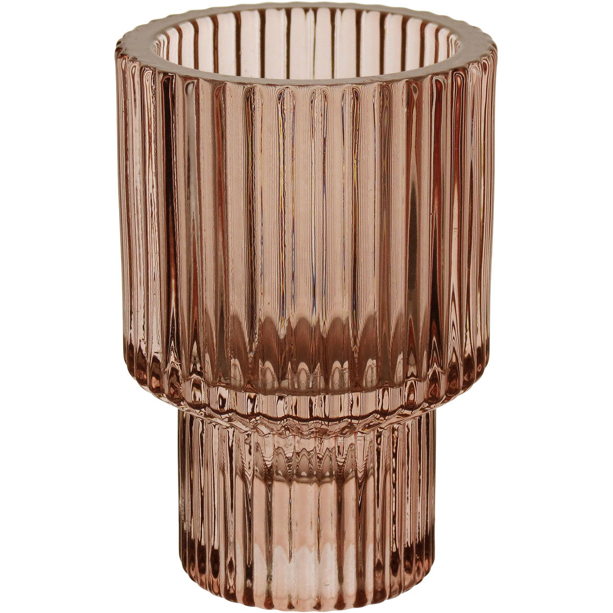 CASTIÇAL DECORATIVO ENFEITE CASA VIDRO ROSA 8X6X6CM  HOME&CO - GS