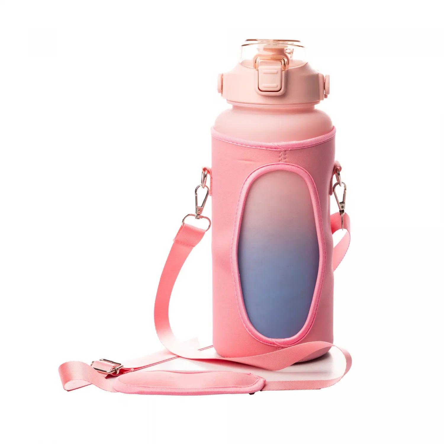 KIT GARRAFA SQUEEZE DE POLICARBONATO 2L COM CASE 5 EM 1 ROSA - LYOR